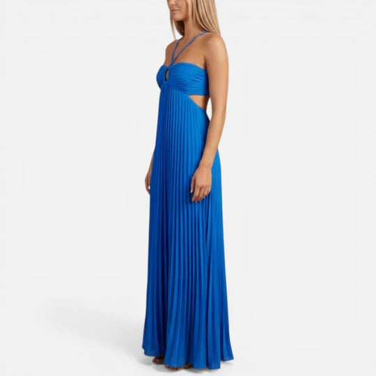 Maxi Pleated Halter Dress
