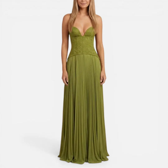 Maxi Corset Pleated Dress