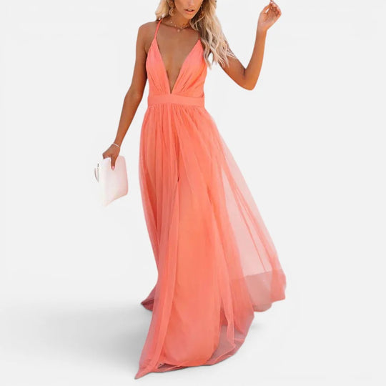 Maxi Plunge Chiffon Dress