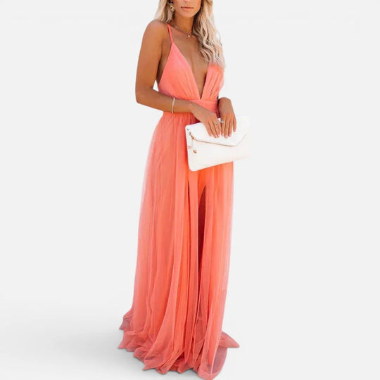 Maxi Plunge Chiffon Dress