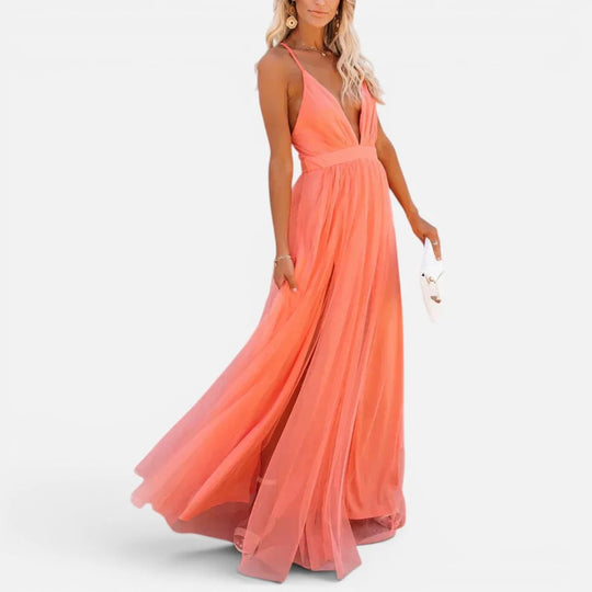 Maxi Plunge Chiffon Dress