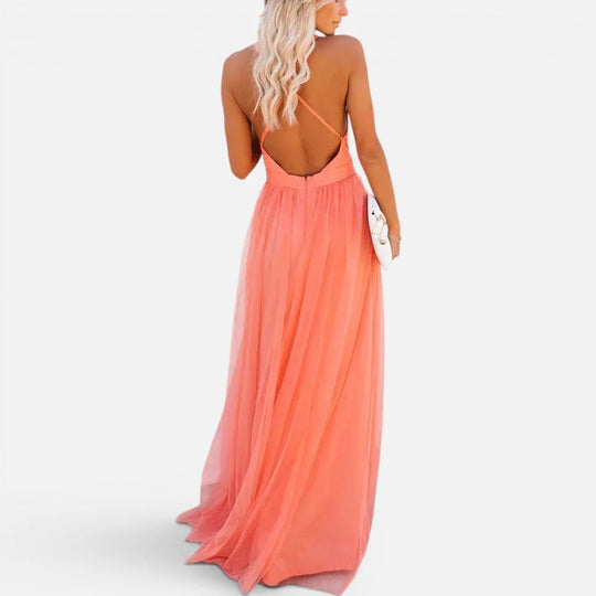 Maxi Plunge Chiffon Dress