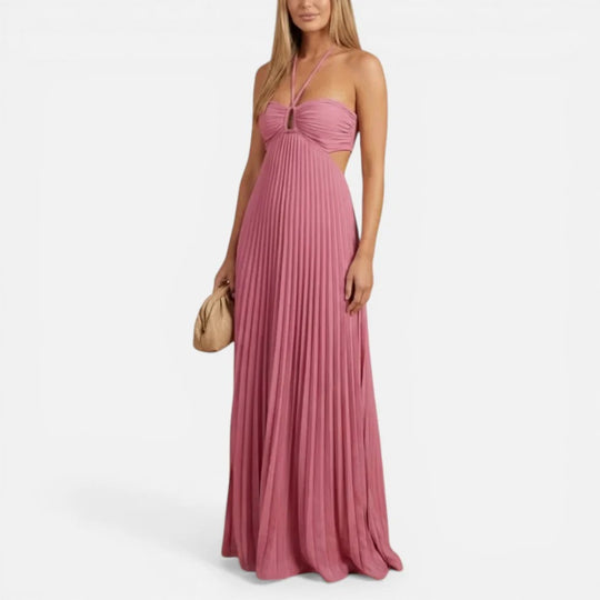 Maxi Pleated Halter Dress