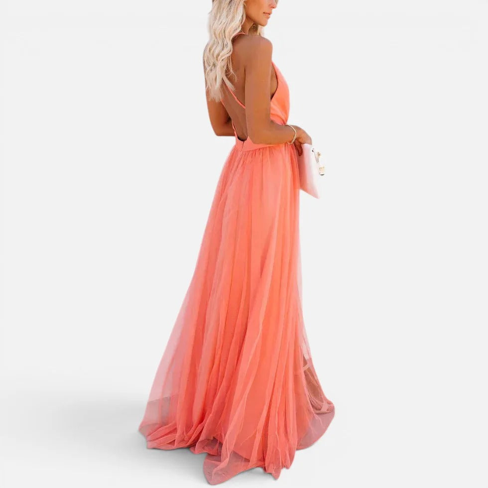 Maxi Plunge Chiffon Dress