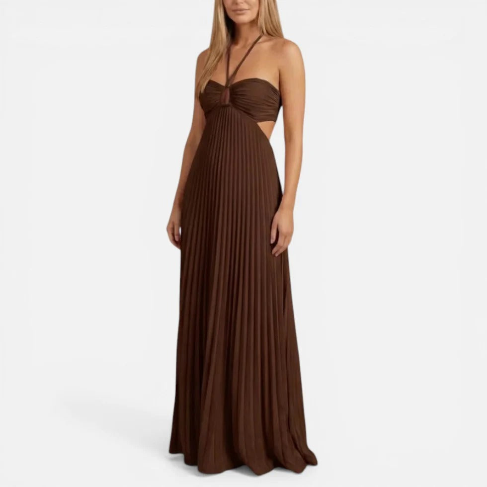Maxi Pleated Halter Dress