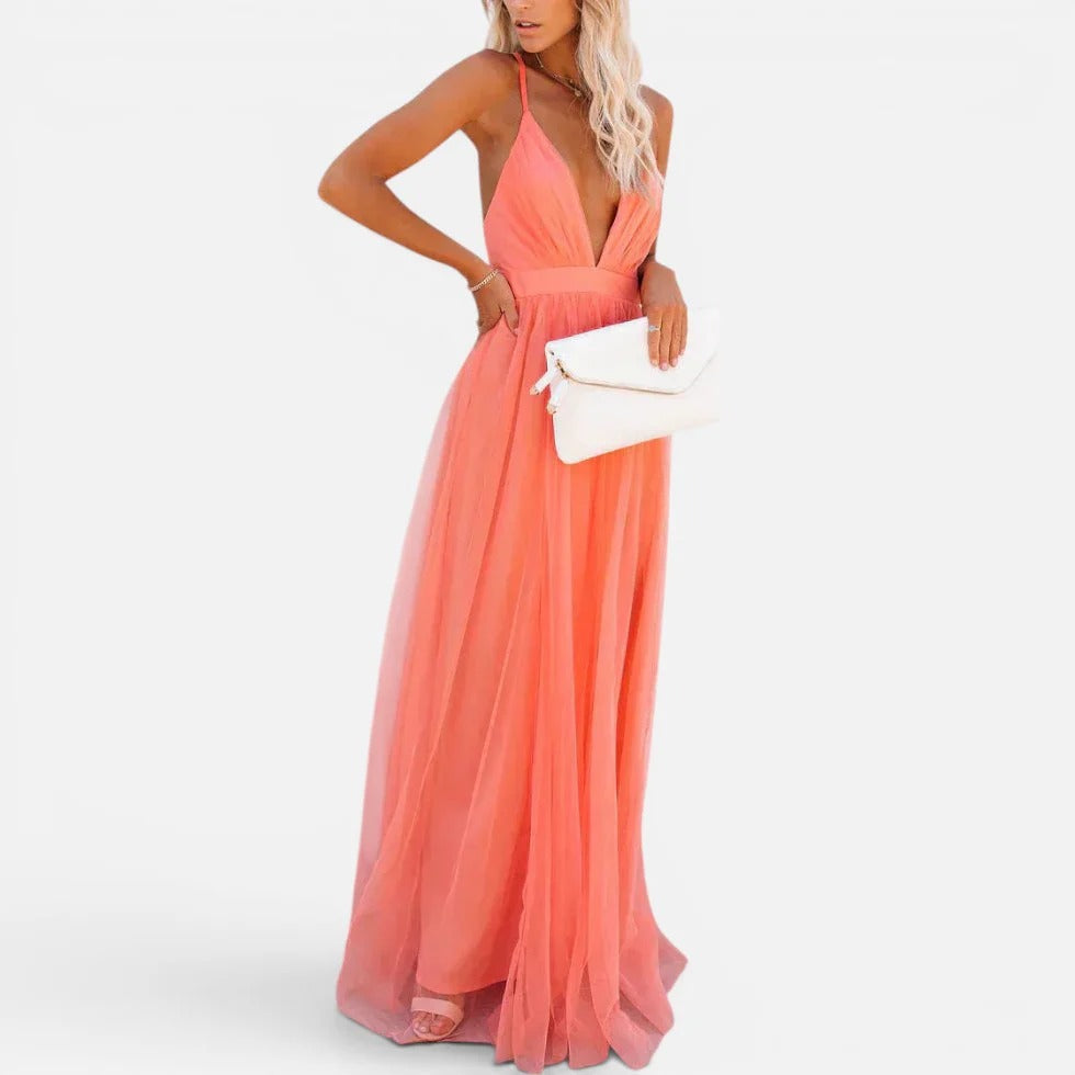 Maxi Plunge Chiffon Dress