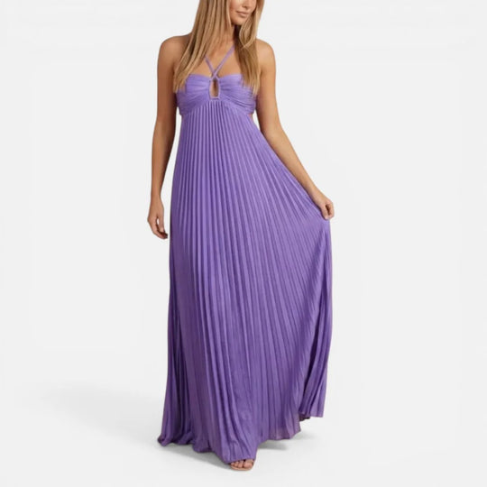 Maxi Pleated Halter Dress