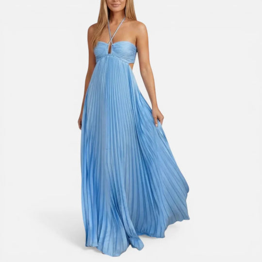 Maxi Pleated Halter Dress