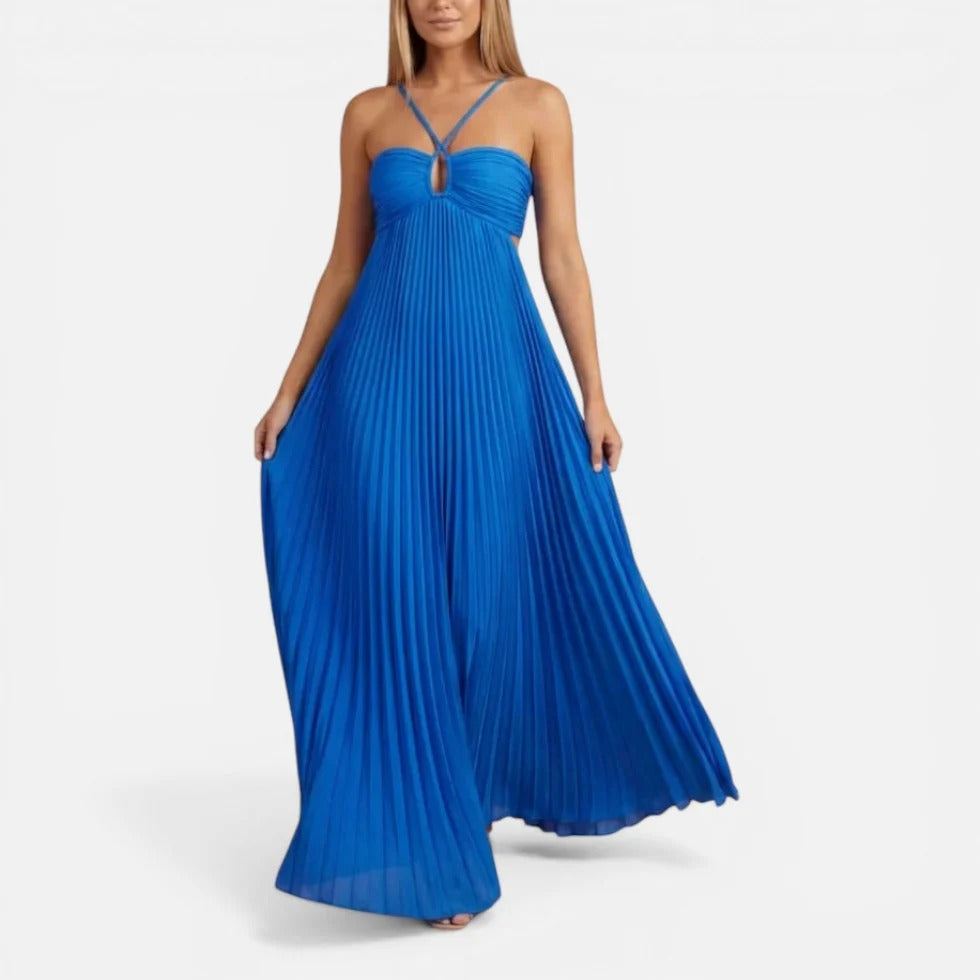 Maxi Pleated Halter Dress
